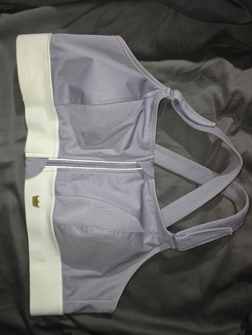 SHEFIT Ultimate Sports Bra "Victorious" Purple & White High Impact Front Zip